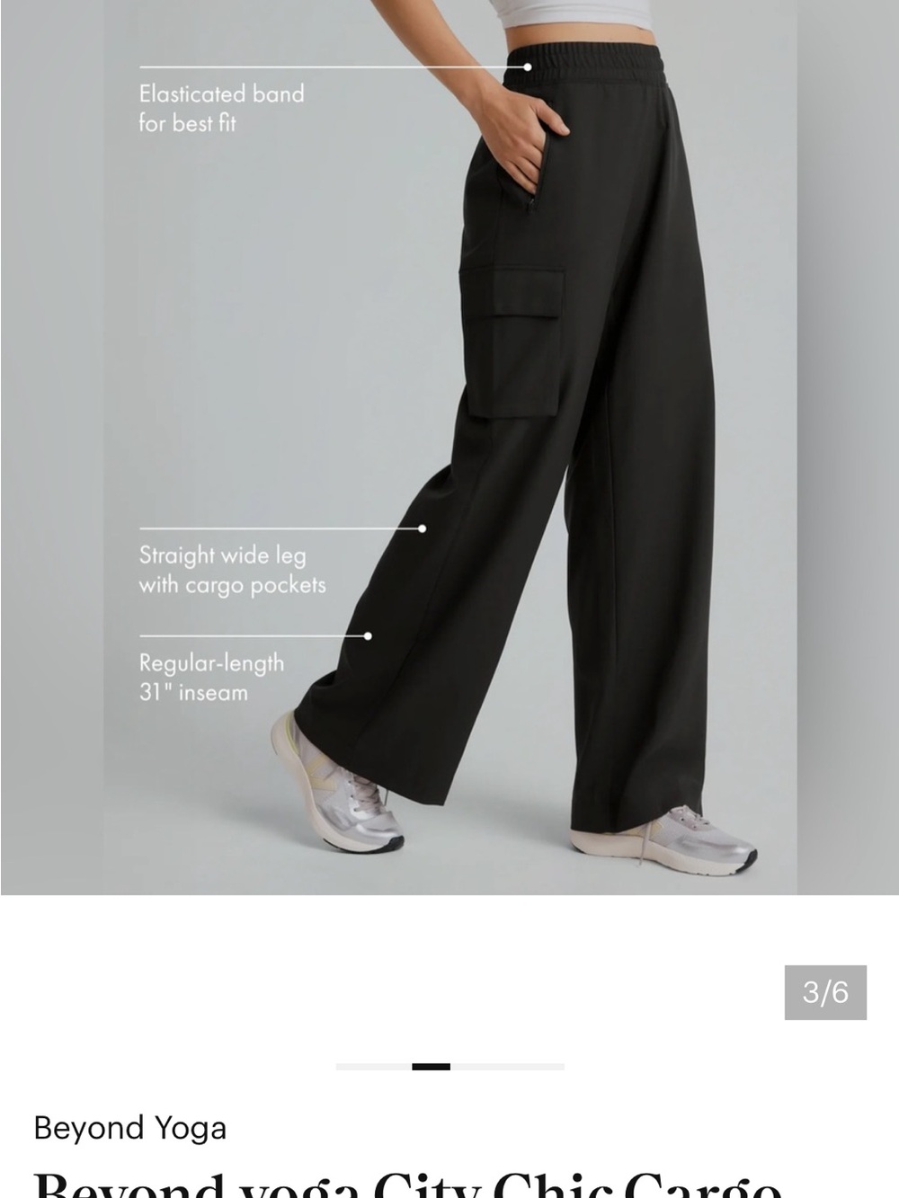 Beyond Yoga City Chic Cargo: Black Wide-Leg Cargo Pants